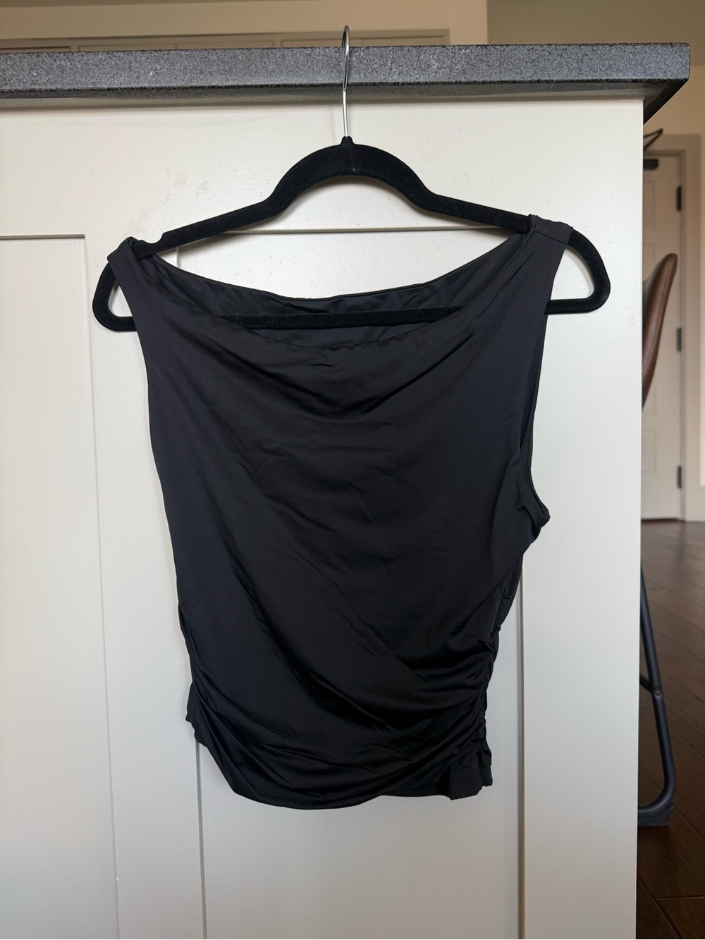 Amazon Black Draped Neck Sleeveless Camisole